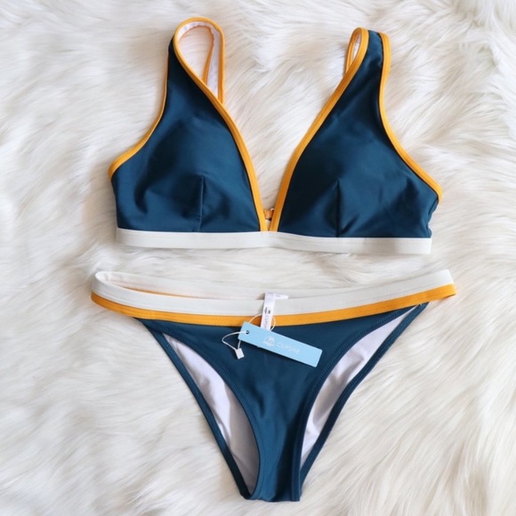 Cupshe Swim Cupshe Blue And Orange Bikini Poshmark